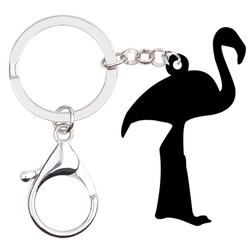 Bonsny Statement Acrilic Flamingo Bird Breloc Brelocuri Inele Bijuterii la modă Animale Pentru Femei Fete Geantă Poșeta mașină Pandantiv