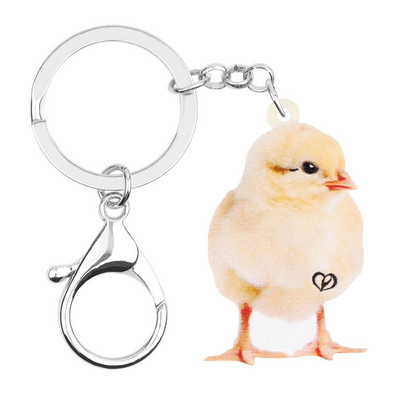 Breloc acrilic Bonsny cu pui de pui drăguț, imprimeu, breloc cu animale de fermă, bijuterii pentru femei, copii, fete, cadou amuzant, accesorii pentru pungi