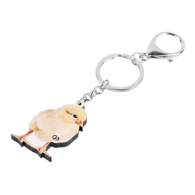 Breloc acrilic Bonsny cu pui de pui drăguț, imprimeu, breloc cu animale de fermă, bijuterii pentru femei, copii, fete, cadou amuzant, accesorii pentru pungi
