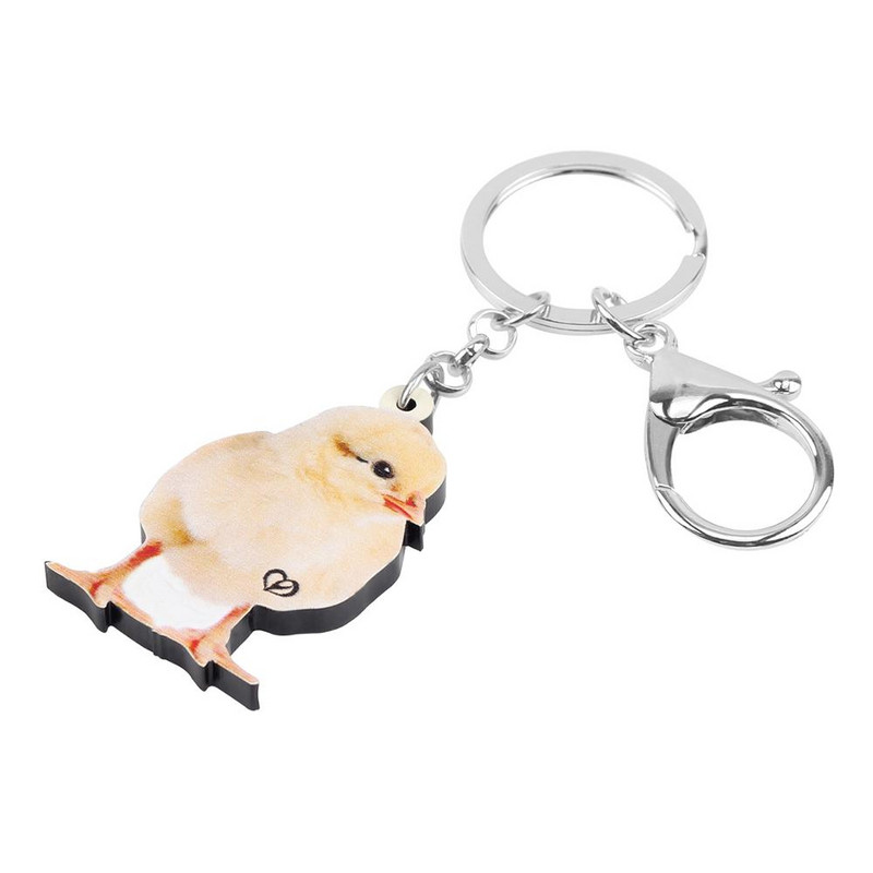 Breloc acrilic Bonsny cu pui de pui drăguț, imprimeu, breloc cu animale de fermă, bijuterii pentru femei, copii, fete, cadou amuzant, accesorii pentru pungi