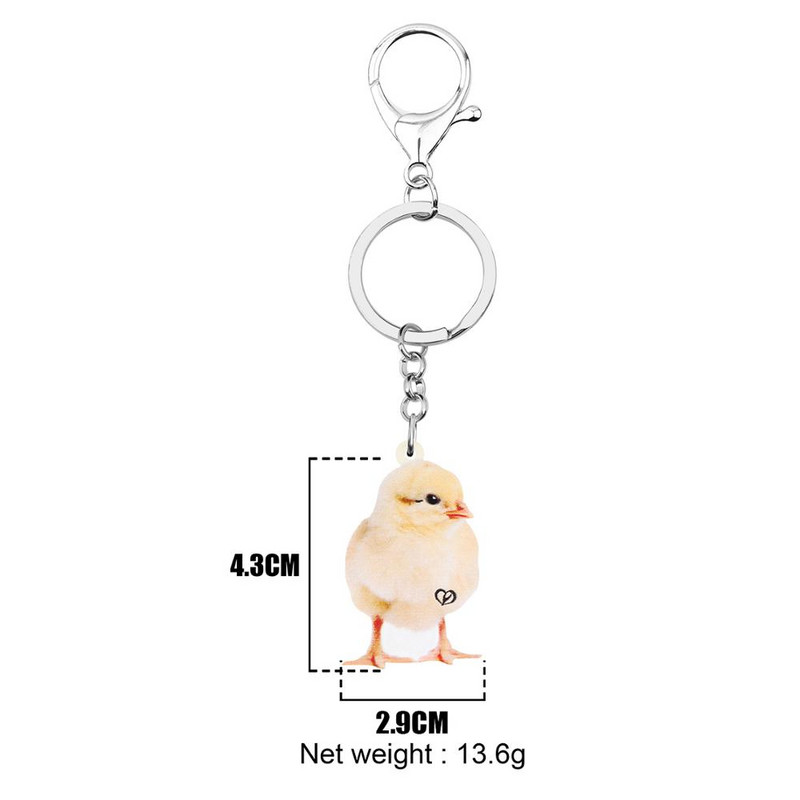 Breloc acrilic Bonsny cu pui de pui drăguț, imprimeu, breloc cu animale de fermă, bijuterii pentru femei, copii, fete, cadou amuzant, accesorii pentru pungi
