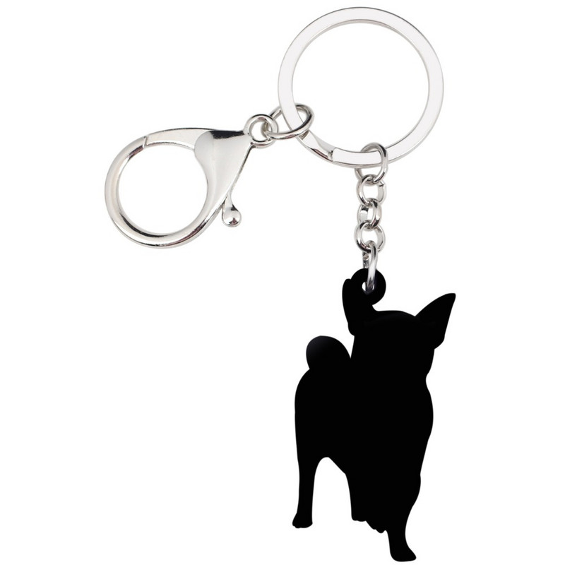 Bonsny Acrilic Dulce Roz Plimbare Chihuahua Câine Breloc Breloc Inele Bijuterii Animale Pentru Femei Fete Brelocuri Poșete Cadou în vrac