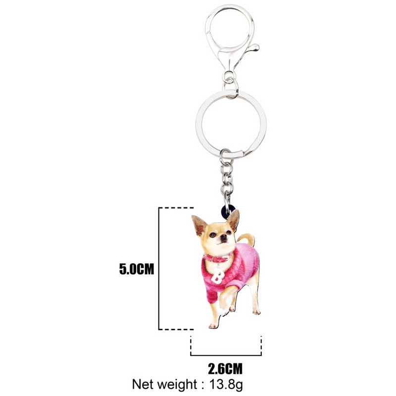 Bonsny Acrilic Dulce Roz Plimbare Chihuahua Câine Breloc Breloc Inele Bijuterii Animale Pentru Femei Fete Brelocuri Poșete Cadou în vrac