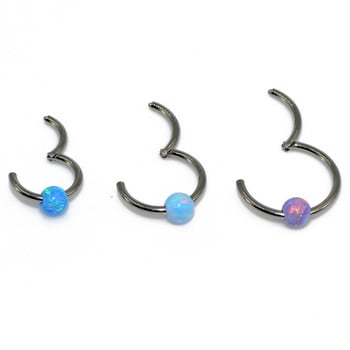 Dreamlee 1Piece G23 18g&16gTitanium Opal Septum Septum Nose Clicker Piercing Σκουλαρίκια για τα χείλη μύτης Helix Nose Piercing