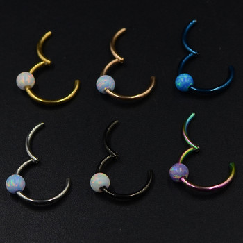 Dreamlee 1Piece G23 18g&16gTitanium Opal Septum Septum Nose Clicker Piercing Σκουλαρίκια για τα χείλη μύτης Helix Nose Piercing