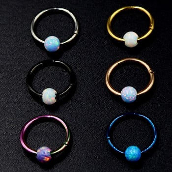 Dreamlee 1Piece G23 18g&16gTitanium Opal Septum Septum Nose Clicker Piercing Σκουλαρίκια για τα χείλη μύτης Helix Nose Piercing