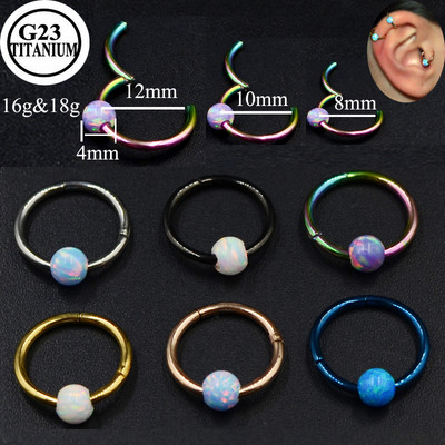 Dreamlee 1 részes G23 18g és 16g titán opál szegmens csuklós gyűrű septum orrclikátor piercing orr ajak fülbevaló Helix orr piercing