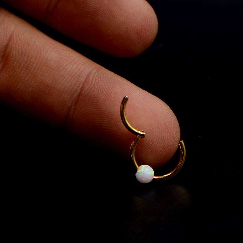 Dreamlee 1Piece G23 18g&16gTitan Opal Segment Inel cu balamale Septum Nas Clicker Piercing Nas Buza Cercei Helix Piercing Nas