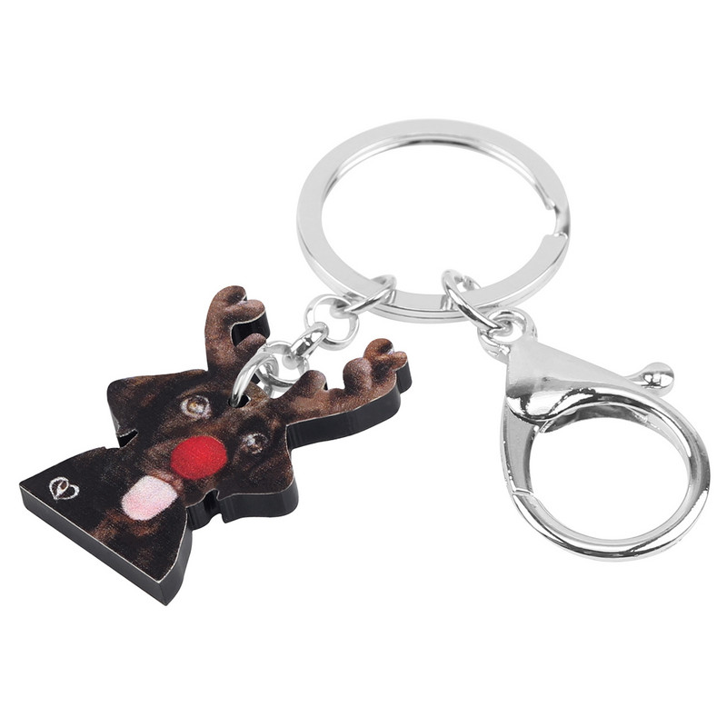 Bonsny Acrilic Antlers de Crăciun Negru Labrador Câine Breloc Inel Mașină Poșetă Decorare Geantă Breloc Bijuterii Pentru Femei Fată Cadou