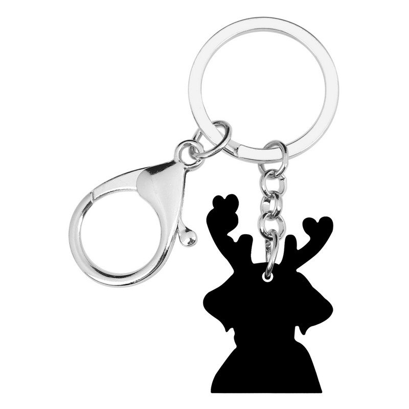 Bonsny Acrilic Antlers de Crăciun Negru Labrador Câine Breloc Inel Mașină Poșetă Decorare Geantă Breloc Bijuterii Pentru Femei Fată Cadou