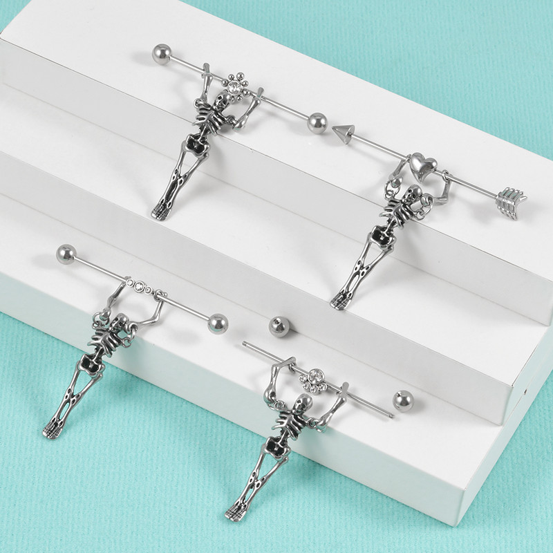 1 kom. Gothic Punk Skull Grunge Industrijske naušnice s utegom Ravni prsten s utegom Naušnica s hrskavicom Helix Unisex Body Piercing