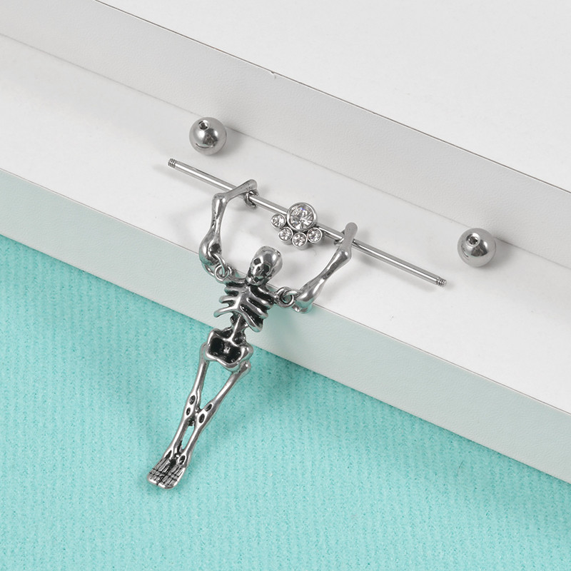 1 kom. Gothic Punk Skull Grunge Industrijske naušnice s utegom Ravni prsten s utegom Naušnica s hrskavicom Helix Unisex Body Piercing