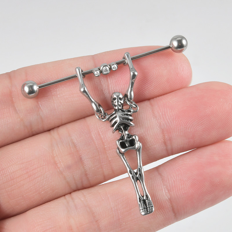 1 kom. Gothic Punk Skull Grunge Industrijske naušnice s utegom Ravni prsten s utegom Naušnica s hrskavicom Helix Unisex Body Piercing