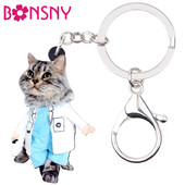 Bonsny Statement Costume minunate de desene animate Pisica Pisicuta Breloc Breloc Inele Geanta de mana Brelocuri pentru masina Bijuterii cu animale pentru femei Fete Animal de companie