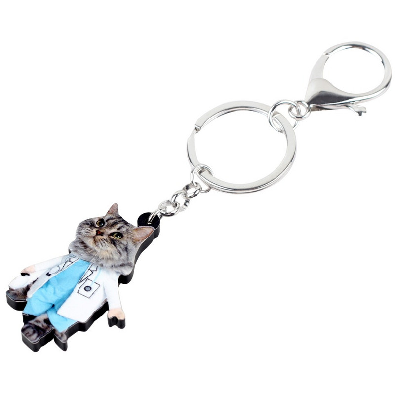 Bonsny Statement Costume minunate de desene animate Pisica Pisicuta Breloc Breloc Inele Geanta de mana Brelocuri pentru masina Bijuterii cu animale pentru femei Fete Animal de companie