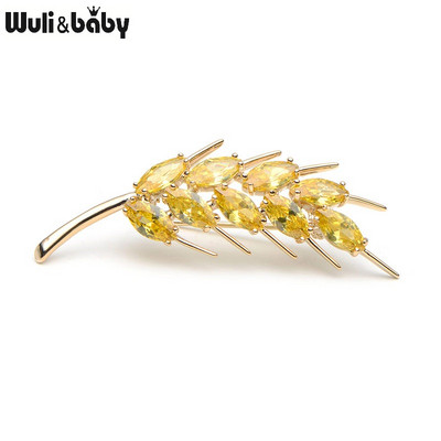 Wuli&Baby Wheat 4,6*2,2 cm broșe pentru femei și bărbați cristal galben alb modă nuntă broșă cadou eșarfă ace