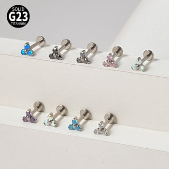 1 τεμ Titanium G23 Ear Studs Cartilage Zircon Opal Agate Labret Lip Tragus σκουλαρίκι μύτης για γυναίκες Χριστουγεννιάτικο δώρο Piercing κόσμημα