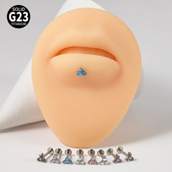 1 τεμ Titanium G23 Ear Studs Cartilage Zircon Opal Agate Labret Lip Tragus σκουλαρίκι μύτης για γυναίκες Χριστουγεννιάτικο δώρο Piercing κόσμημα