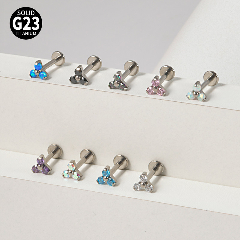 1db titán G23 fülcsavar porc cirkon opál achát labret ajak tragus orr fülbevaló nőknek karácsonyi ajándék piercing ékszer