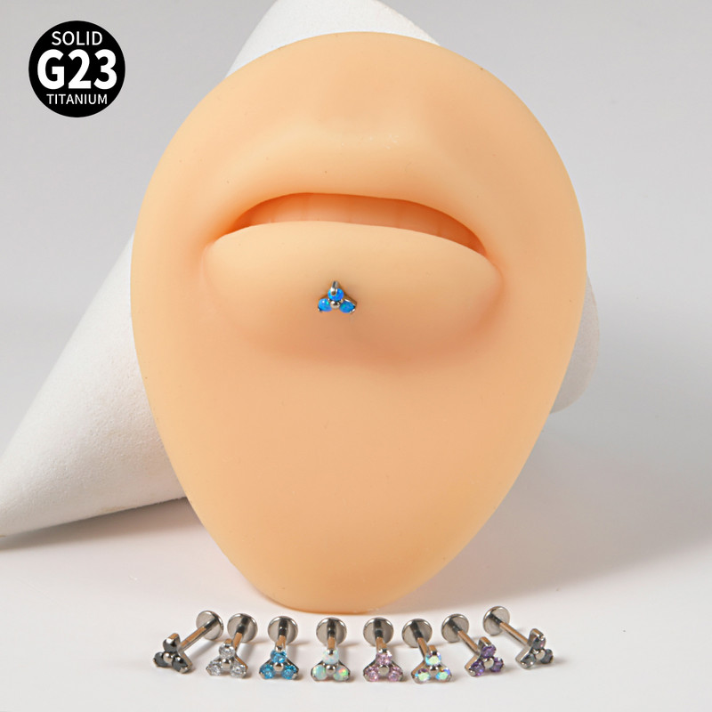 1db titán G23 fülcsavar porc cirkon opál achát labret ajak tragus orr fülbevaló nőknek karácsonyi ajándék piercing ékszer