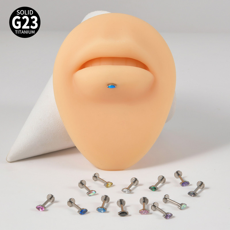 1db titán G23 fülcsavar porc cirkon opál achát labret ajak tragus orr fülbevaló nőknek karácsonyi ajándék piercing ékszer