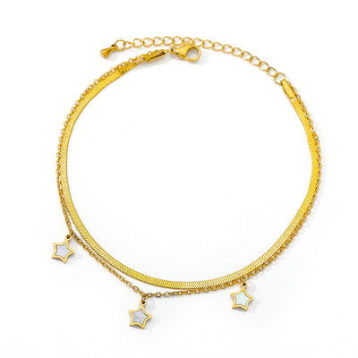 Brățări de mărgele boeme pentru femei Lanț reglabil din oțel inoxidabil 13 + 10 cm Brățară cu lanț stratificat stivuit cu legături Bijuterii Boho