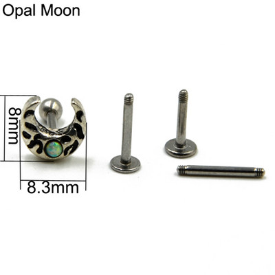 1 db Sebészeti Vintage Életfa Dinoszaurusz Opál Hold Fül Porc Helix Studs Piercing Lip Stud Labret Gyűrűk Testékszer 16g