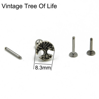 1 db Sebészeti Vintage Életfa Dinoszaurusz Opál Hold Fül Porc Helix Studs Piercing Lip Stud Labret Gyűrűk Testékszer 16g