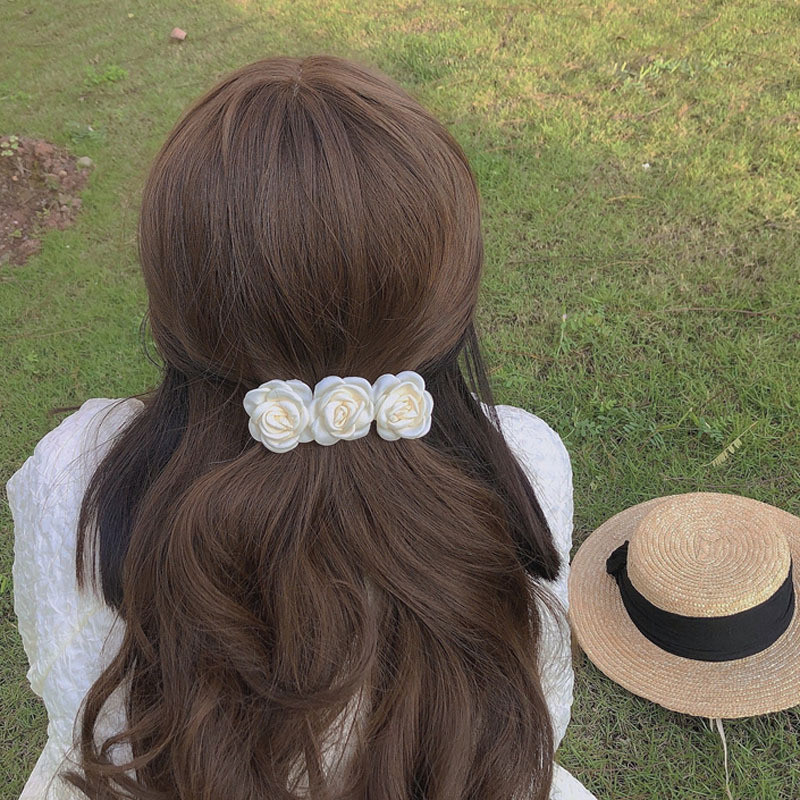 2021 franțuzesc vintage fire alb trandafiri barote dulci neregulate transparente geometrice floare ac de păr pentru femei accesorii