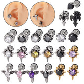 2 kom Punk gotičke naušnice od nehrđajućeg čelika Ear Stud Ear Tragus Helix Režanj hrskavice Lažni čep Muškarci Žene Nakit za piercing tijela 16 g