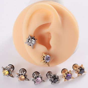 2 τμχ Σκουλαρίκια Punk Gothic από ανοξείδωτο ατσάλι Ear Stud Ear Tragus Helix Cartilage Lobe Fake Plug Ανδρικά Γυναικεία Κοσμήματα Piercing σώματος 16g