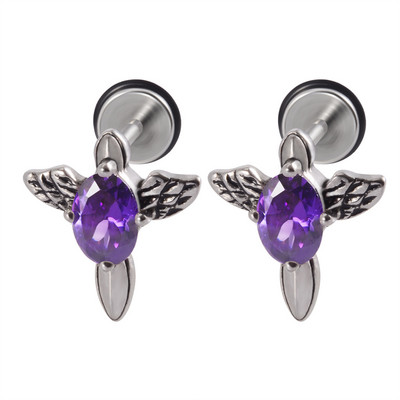 2 kom Punk gotičke naušnice od nehrđajućeg čelika Ear Stud Ear Tragus Helix Režanj hrskavice Lažni čep Muškarci Žene Nakit za piercing tijela 16 g