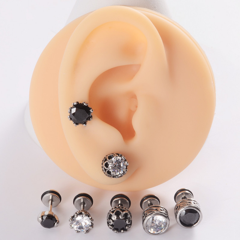 2 kom Punk gotičke naušnice od nehrđajućeg čelika Ear Stud Ear Tragus Helix Režanj hrskavice Lažni čep Muškarci Žene Nakit za piercing tijela 16 g