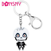 Breloc cu craniu de Halloween Bonsny acrilic Breloc imprimat Breloc Bijuterii pentru femei Copii Noutate Cadou Poșetă Cureaua Decorație