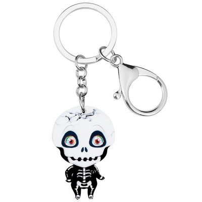 Breloc cu craniu de Halloween Bonsny acrilic Breloc imprimat Breloc Bijuterii pentru femei Copii Noutate Cadou Poșetă Cureaua Decorație