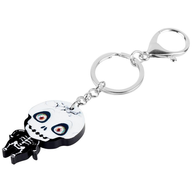 Breloc cu craniu de Halloween Bonsny acrilic Breloc imprimat Breloc Bijuterii pentru femei Copii Noutate Cadou Poșetă Cureaua Decorație