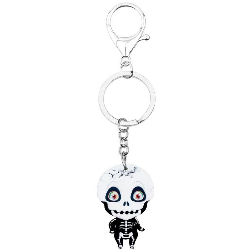 Breloc cu craniu de Halloween Bonsny acrilic Breloc imprimat Breloc Bijuterii pentru femei Copii Noutate Cadou Poșetă Cureaua Decorație