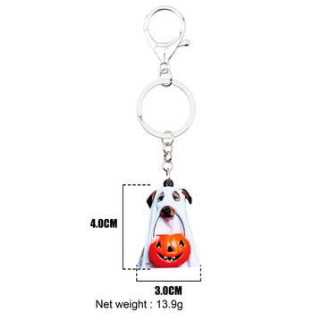 Bonsny ακρυλικό Halloween Dog Ghost Pumpkin Keychain Keychain Ring Χαριτωμένο ζωικό κόσμημα για γυναίκες κορίτσια Τσάντα αυτοκινήτου Τσάντα Γούρια Δώρο
