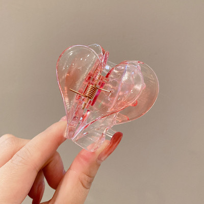 Korean Sweet Multicolor Transparent Acetate Double Layer Gradient jelly colourHeart Щипка за коса Claw Hair Женски аксесоари за коса
