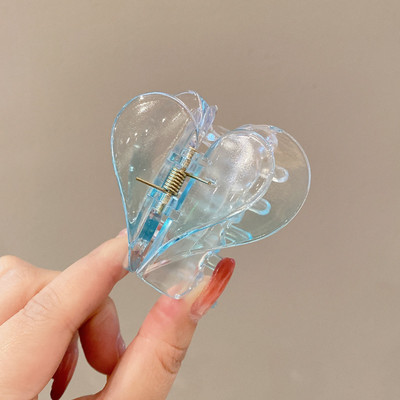 Korean Sweet Multicolor Transparent Acetate Double Layer Gradient jelly colourHeart Щипка за коса Claw Hair Женски аксесоари за коса