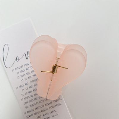 Korean Sweet Multicolor Transparent Acetate Double Layer Gradient jelly colourHeart Щипка за коса Claw Hair Женски аксесоари за коса