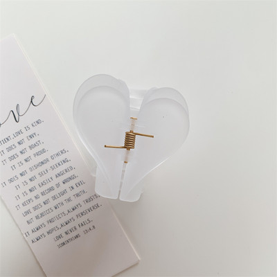 Korean Sweet Multicolor Transparent Acetate Double Layer Gradient jelly colourHeart Щипка за коса Claw Hair Женски аксесоари за коса