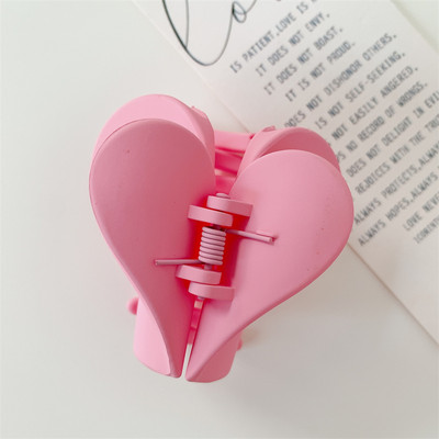 Korean Sweet Multicolor Transparent Acetate Double Layer Gradient jelly colourHeart Щипка за коса Claw Hair Женски аксесоари за коса