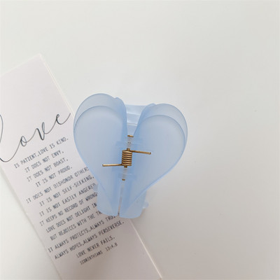 Korean Sweet Multicolor Transparent Acetate Double Layer Gradient jelly colourHeart Щипка за коса Claw Hair Женски аксесоари за коса