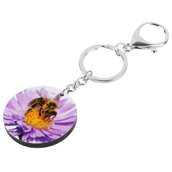 Bonsny Acrylic Elegant Lovely honeybee Bee Keychains Μπρελόκ έντομο Ζώο μπρελόκ κοσμήματα για γυναίκες φίλες Παιδική μόδα δώρο