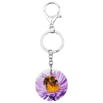 Bonsny Acrylic Elegant Lovely honeybee Bee Keychains Μπρελόκ έντομο Ζώο μπρελόκ κοσμήματα για γυναίκες φίλες Παιδική μόδα δώρο
