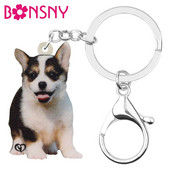 Breloc acrilic Bonsny Welsh Corgi Pembroke Câine Breloc Breloc Animal drăguț Animal Breloc Bijuterii pentru Femei Bărbați Copii Cadou de aniversare