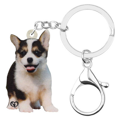 Breloc acrilic Bonsny Welsh Corgi Pembroke Câine Breloc Breloc Animal drăguț Animal Breloc Bijuterii pentru Femei Bărbați Copii Cadou de aniversare