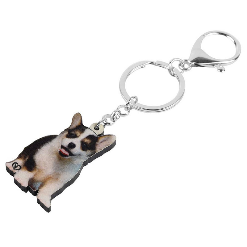Breloc acrilic Bonsny Welsh Corgi Pembroke Câine Breloc Breloc Animal drăguț Animal Breloc Bijuterii pentru Femei Bărbați Copii Cadou de aniversare
