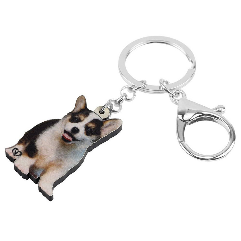 Breloc acrilic Bonsny Welsh Corgi Pembroke Câine Breloc Breloc Animal drăguț Animal Breloc Bijuterii pentru Femei Bărbați Copii Cadou de aniversare